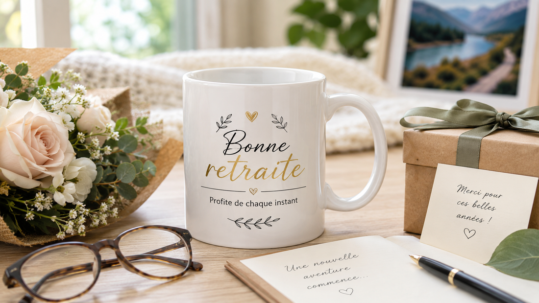 Mug de retraite personnalisé avec prénom et message de départ