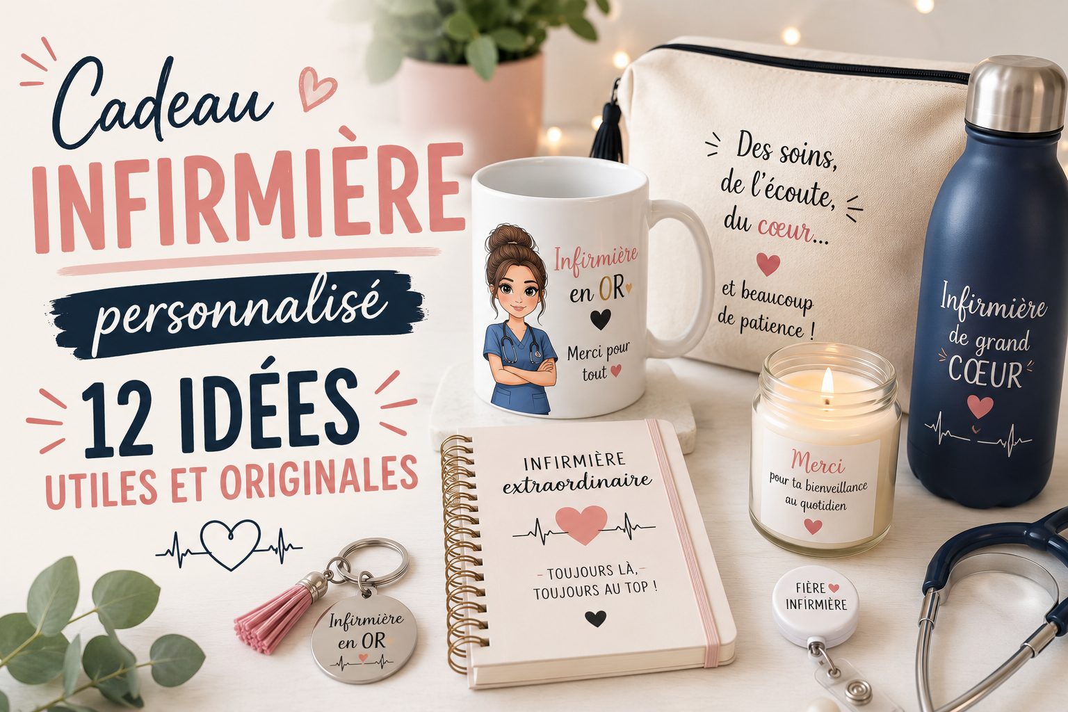 Mug infirmière personnalisé avec prénom et illustration de soignante