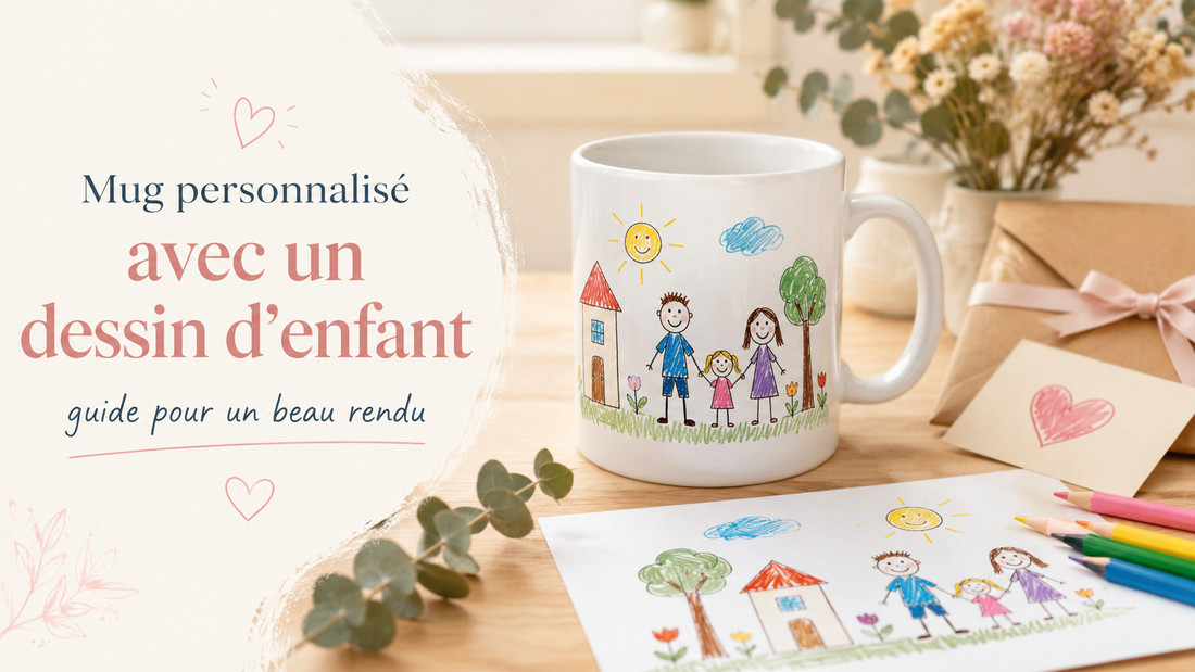 Mug personnalisé imprimé avec le dessin coloré d’un enfant