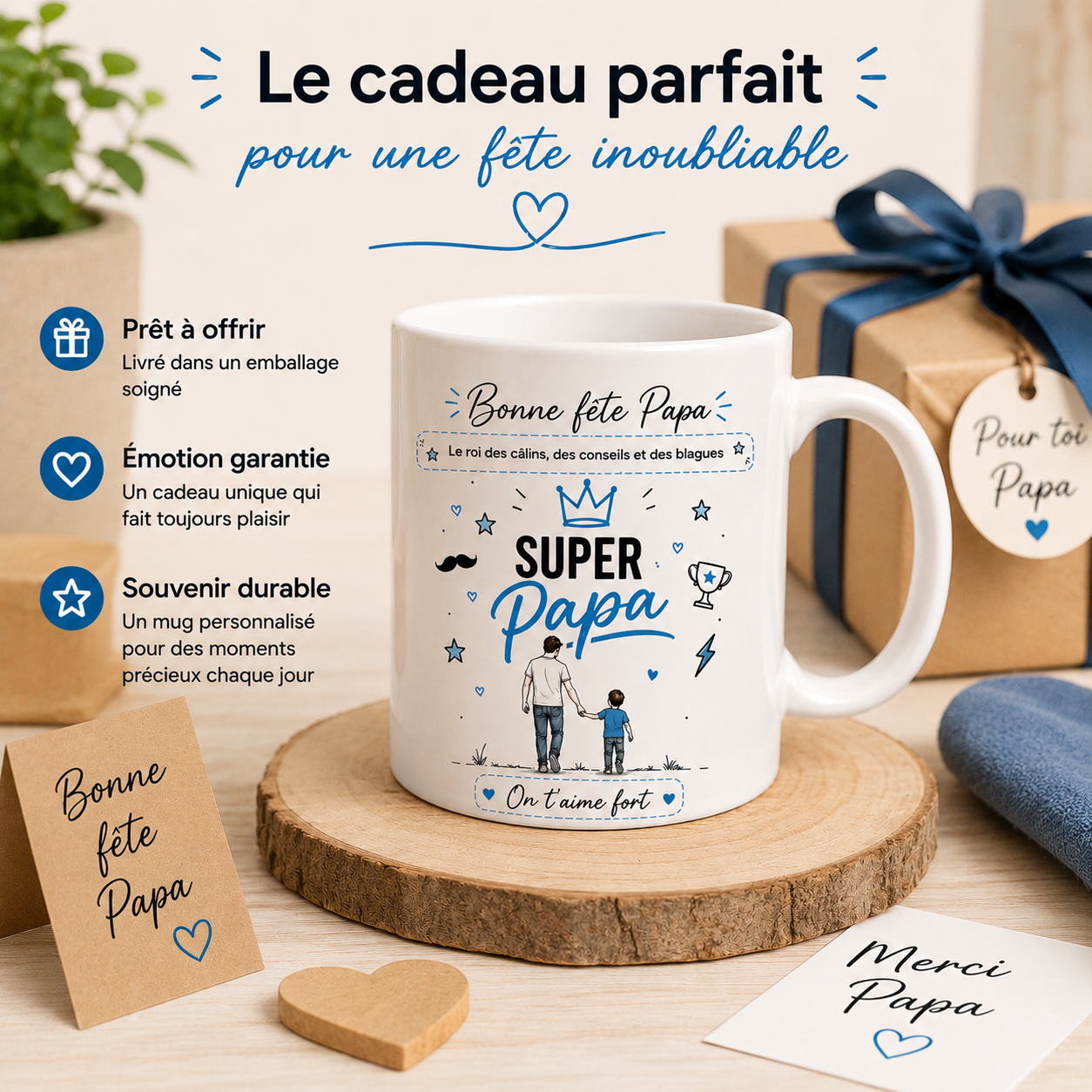 Mug Super Papa personnalisable – Cadeau Fête des Pères