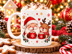 Mug de Noël Chocolat Chaud – Père Noël et Renne, Tasse en Céramique 325 ml