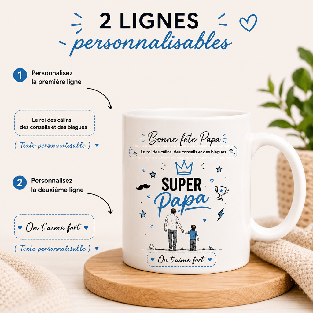 Mug Super Papa personnalisable – Cadeau Fête des Pères