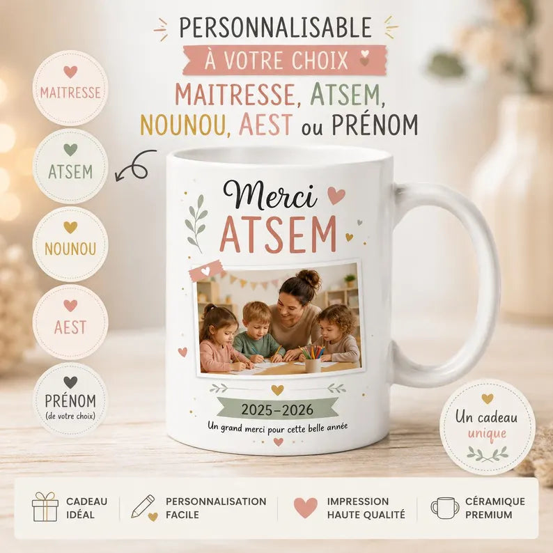 Mug Merci ATSEM Personnalisé avec Photo