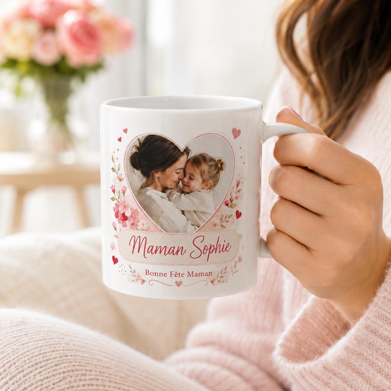 Cadeau original pour maman avec mug photo personnalisé et prénom