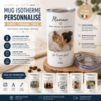 Mug isotherme personnalisé avec prénom et texte, idée cadeau utile
