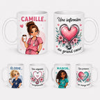 Mug Infirmière Personnalisé avec Prénom et Avatar