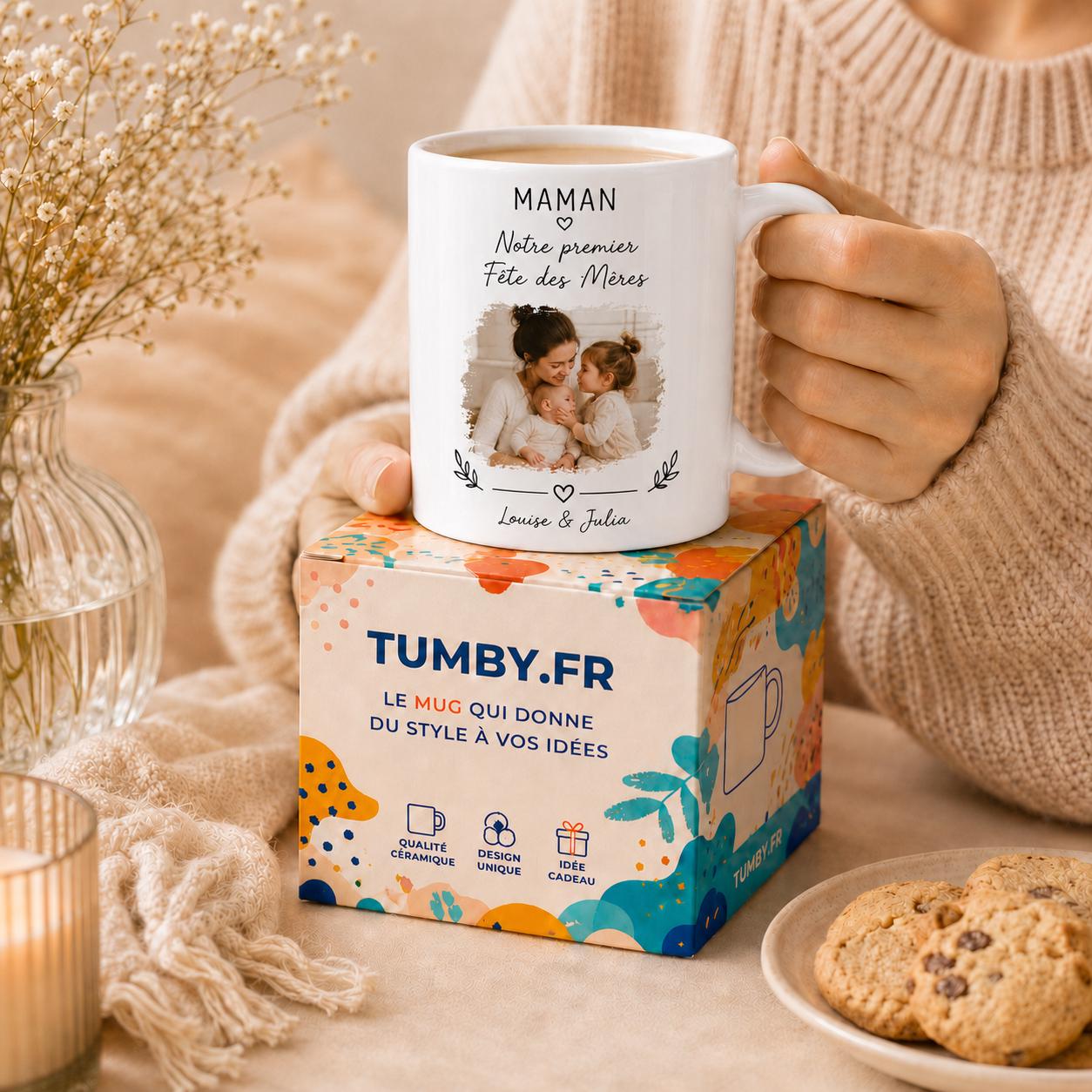 Mug personnalisé photo et texte, design sur mesure