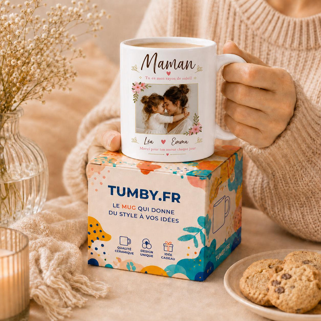Idée Cadeau Fête des Mères Personnalisé Photo Prénom Texte | Mug Original Maman Mamie | Cadeau Fait Main France Unique