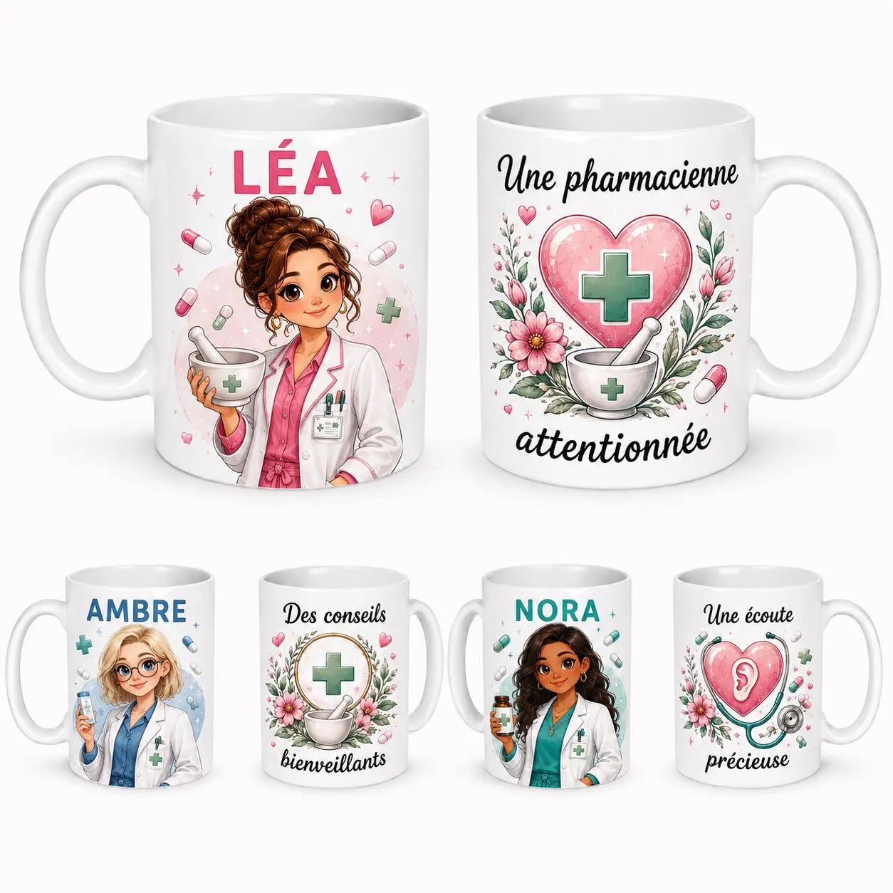 Mug Infirmière Personnalisé avec Prénom et Avatar
