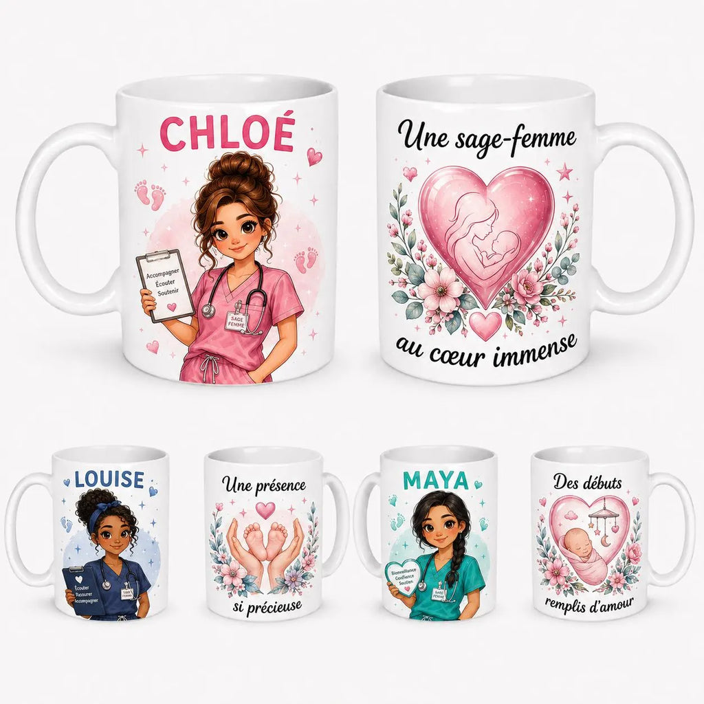 Mug Infirmière Personnalisé avec Prénom et Avatar