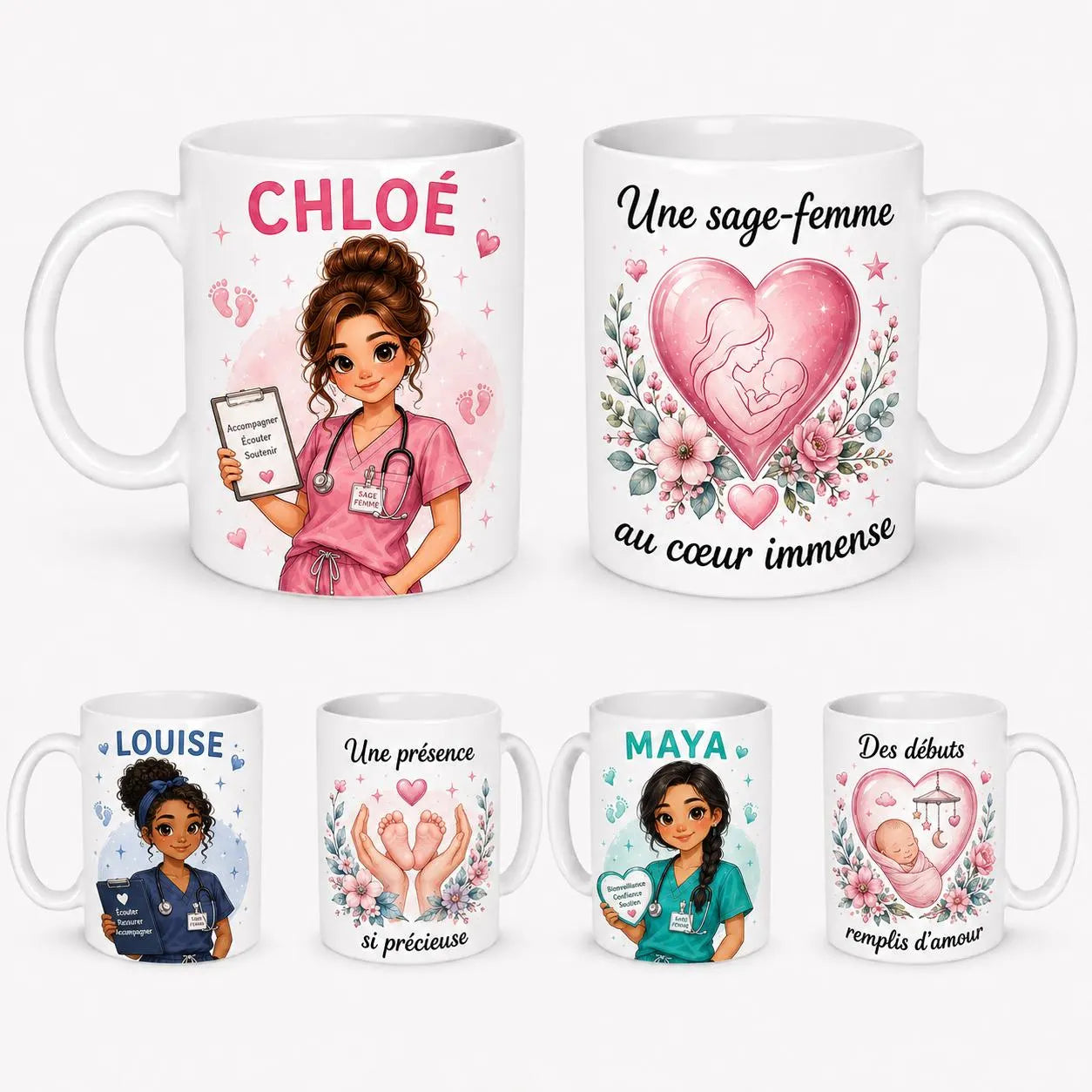 Mug Infirmière Personnalisé avec Prénom et Avatar