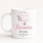 Tasse Marraine Personnalisée, Cadeau Marraine, Mug Marraine avec Prénom Date et Message, Tasse Céramique 325 ml, Idée Cadeau Baptême