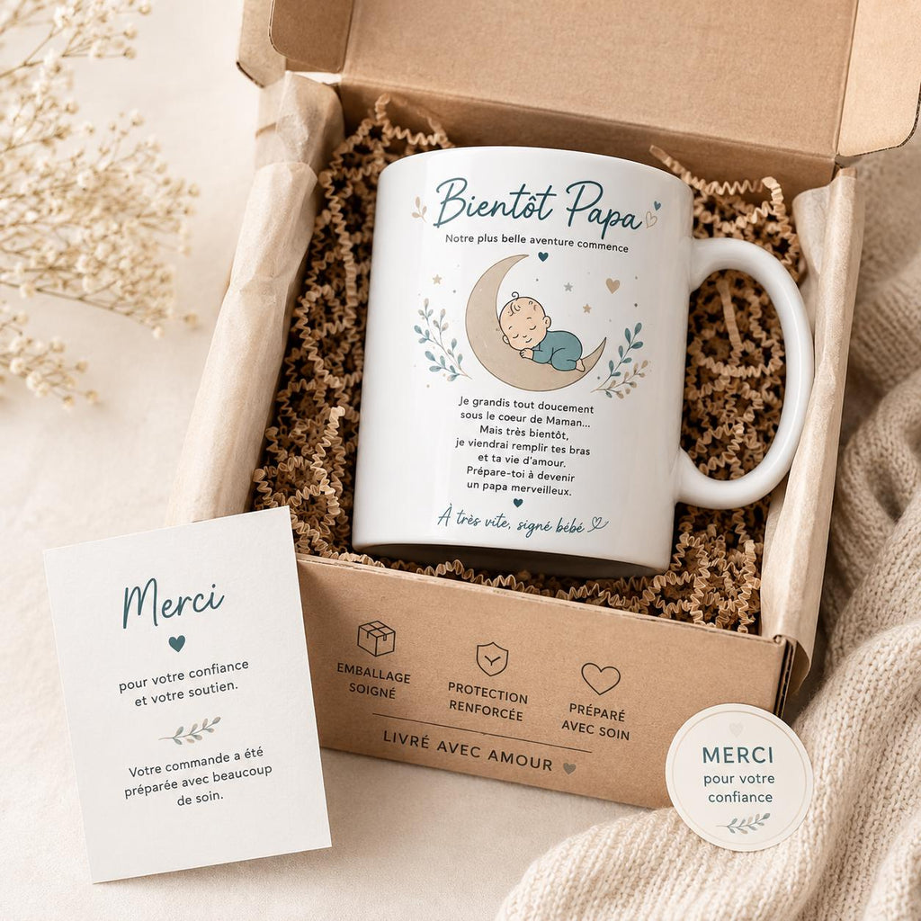 Mug Papa Naissance | Cadeau Futur Papa | Première Fête des Pères | Tasse Papa Bébé | Idée Cadeau Papa Annonce Grossesse