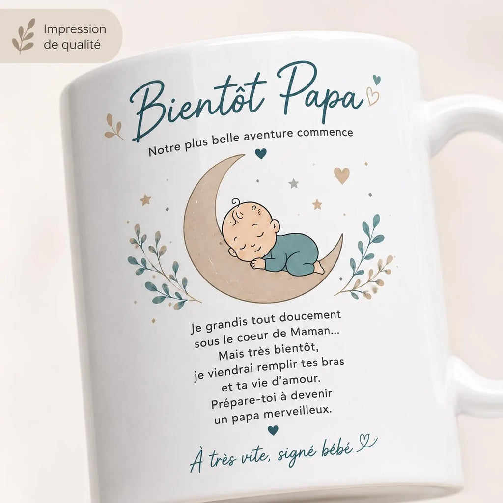 Mug Futur Papa Naissance – Cadeau Bientôt Papa avec Message Bébé
