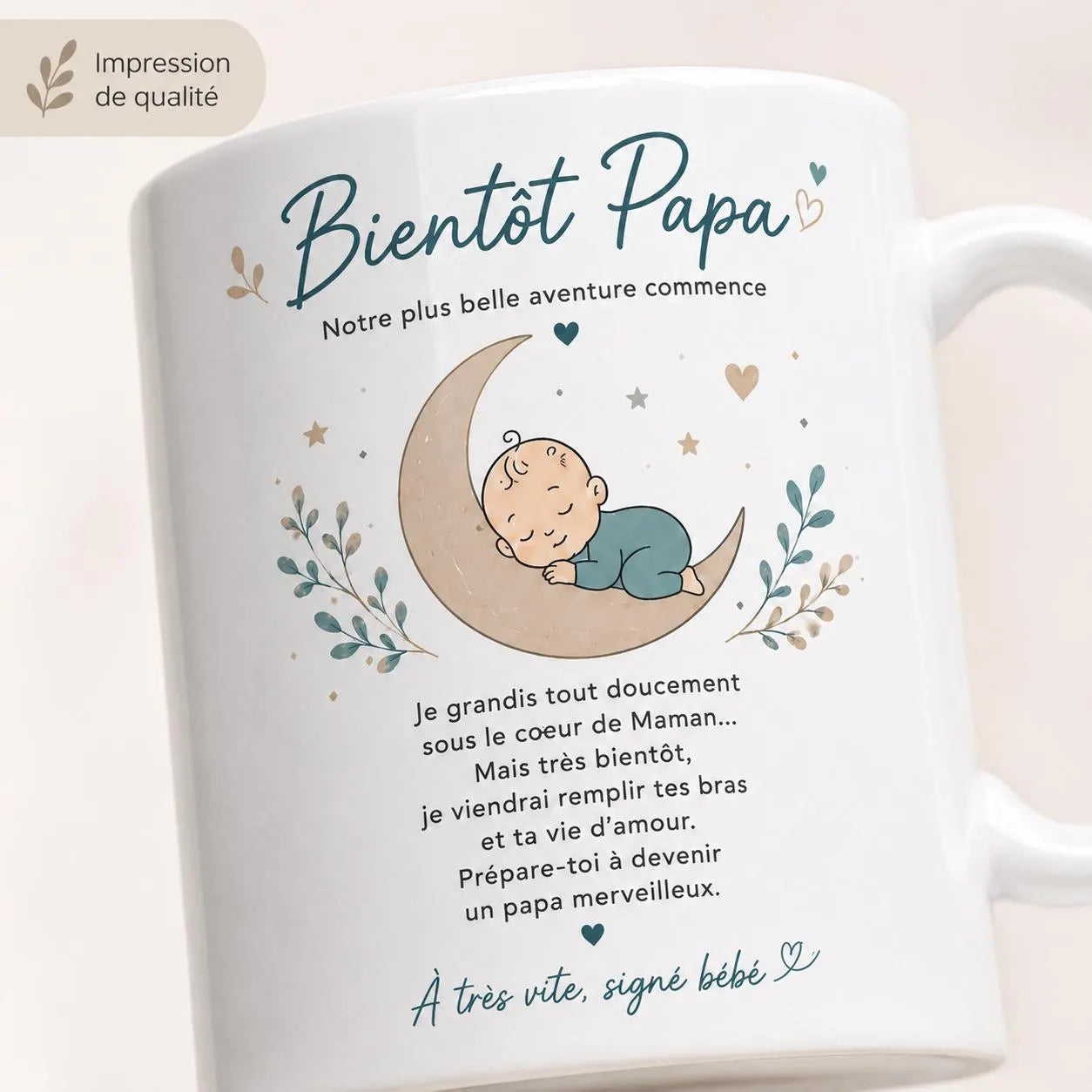 Mug Futur Papa Naissance – Cadeau Bientôt Papa avec Message Bébé