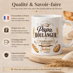 Mug Papa Boulanger Personnalisé Prénom | Tasse Céramique Cadeau Fête des Pères | Cadeau Papa Artisan Boulanger Fait Main France