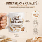 Mug Papa Boulanger Personnalisé Prénom | Tasse Céramique Cadeau Fête des Pères | Cadeau Papa Artisan Boulanger Fait Main France