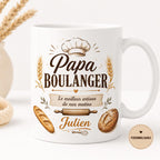 Mug Papa Boulanger Personnalisé Prénom | Tasse Céramique Cadeau Fête des Pères | Cadeau Papa Artisan Boulanger Fait Main France