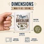 Mug Papa Bricoleur Personnalisé Texte Prénom | Tasse Cadeau Fête des Pères | Cadeau Papa Homme Outillage Bricolage 325 ml