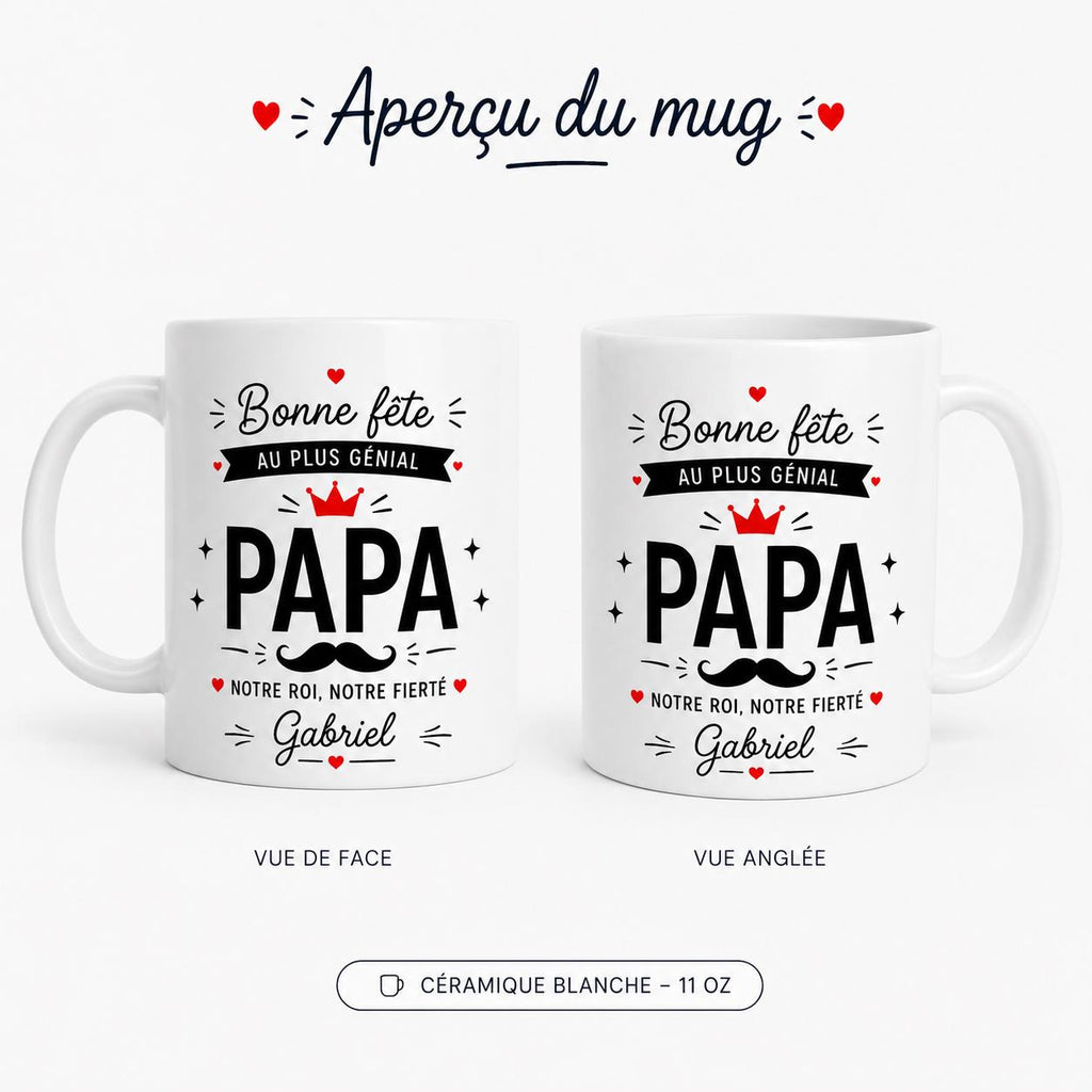 Cadeau Personnalisé Pour Papa, Mug Papa Personnalisé, Tasse Papa Personnalisée, Bonne Fête des Pères, Prénom Personnalisable