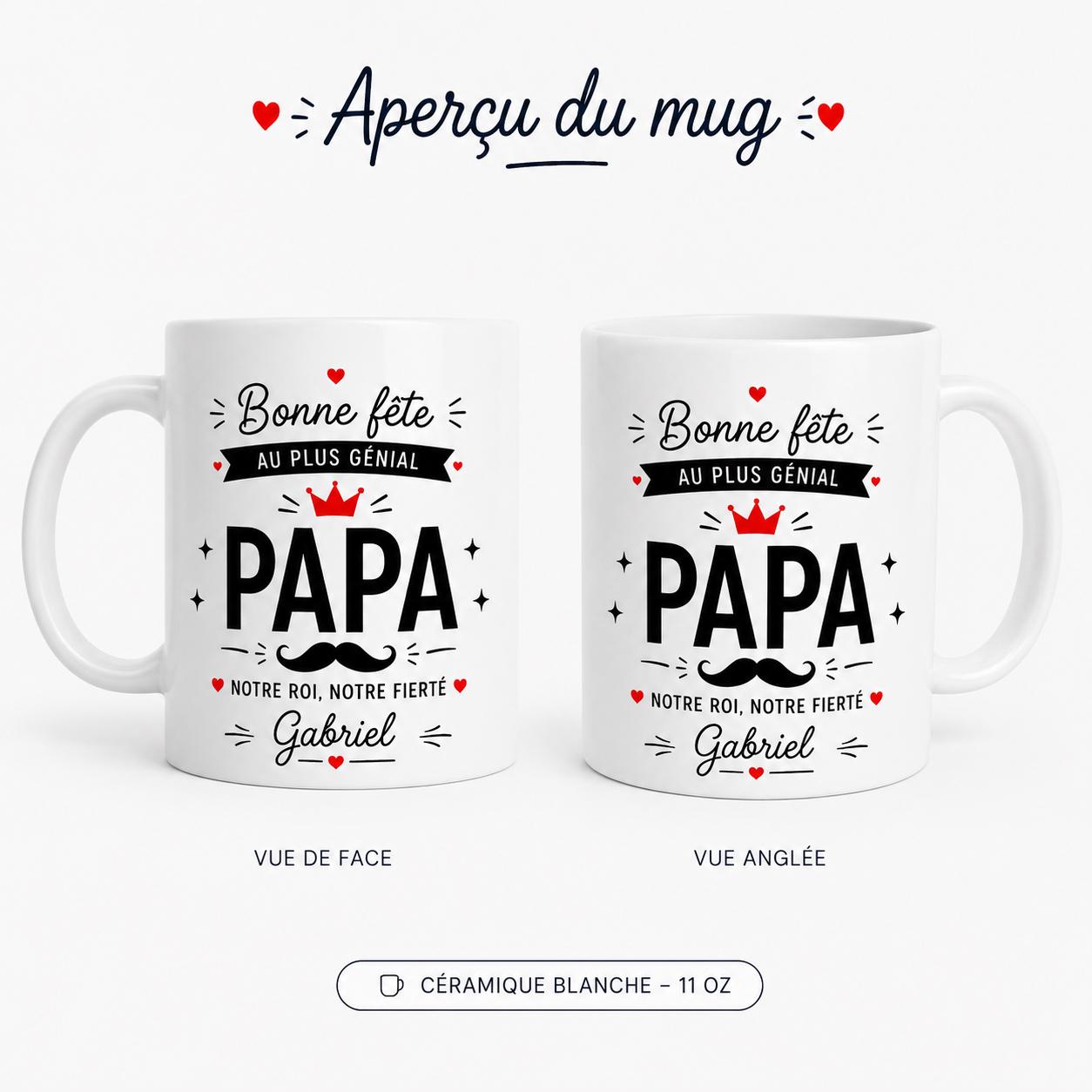 Cadeau Personnalisé Pour Papa, Mug Papa Personnalisé, Tasse Papa Personnalisée, Bonne Fête des Pères, Prénom Personnalisable
