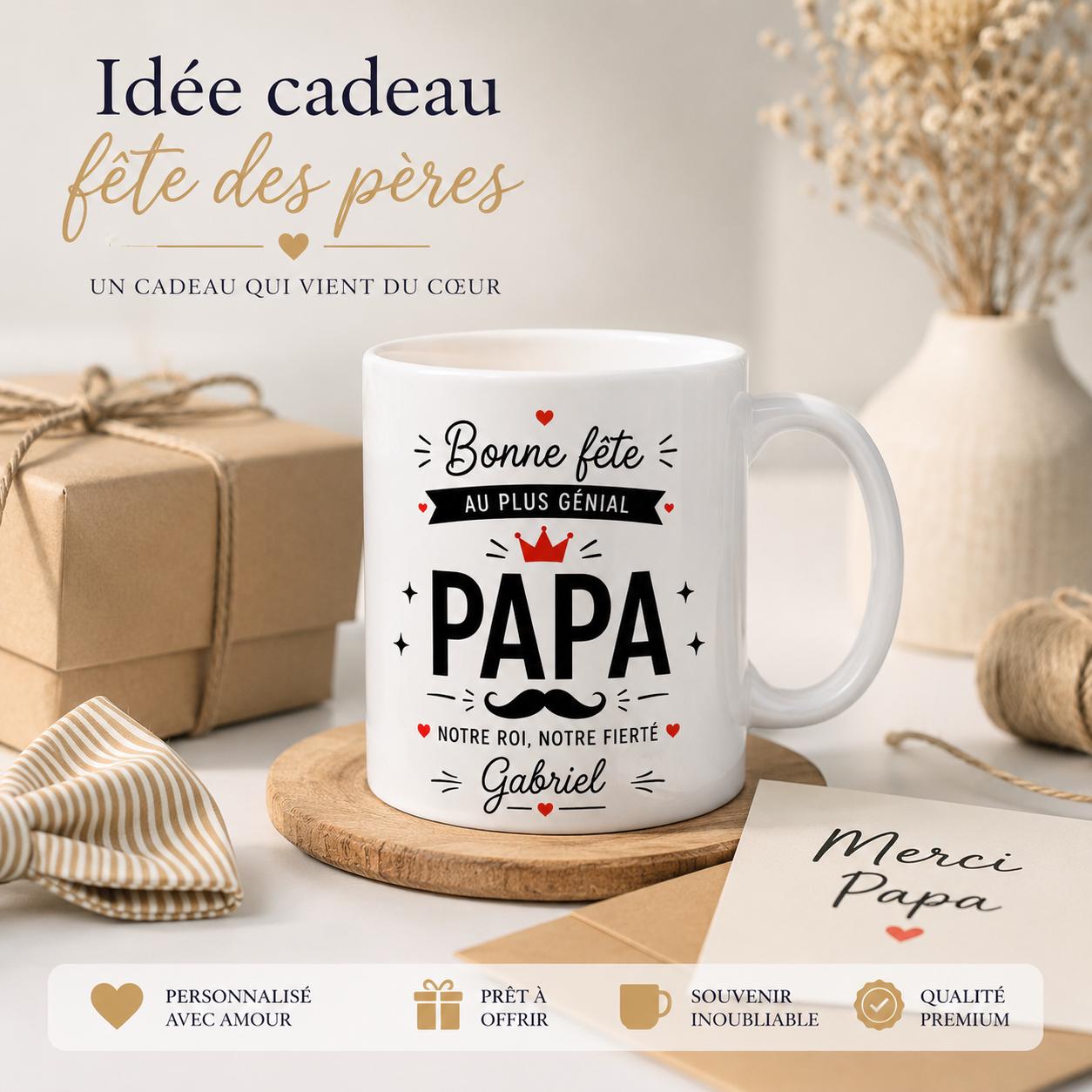 Cadeau Personnalisé Pour Papa, Mug Papa Personnalisé, Tasse Papa Personnalisée, Bonne Fête des Pères, Prénom Personnalisable