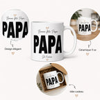 Exemples de variantes possibles pour personnaliser le mug papa avec photo, prénom ou message