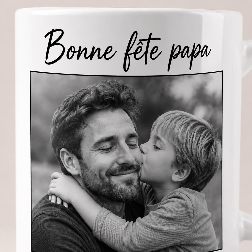 Cadeau Fête des Pères Personnalisé – Mug Photo Papa avec Prénom, Tasse Personnalisée Papa, Cadeau Papa Original, Photo Enfant