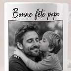 Cadeau Fête des Pères Personnalisé – Mug Photo Papa avec Prénom, Tasse Personnalisée Papa, Cadeau Papa Original, Photo Enfant