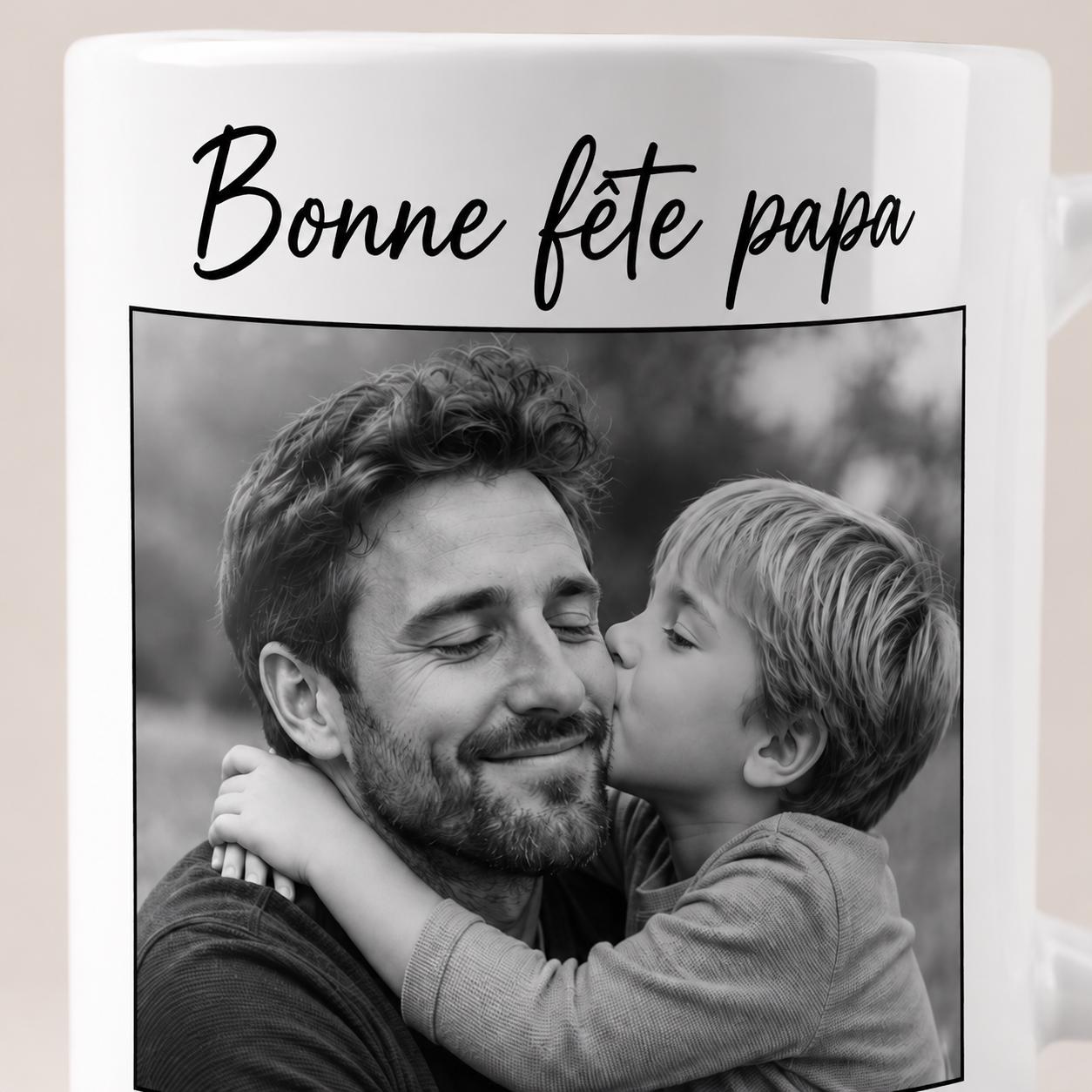 Cadeau Fête des Pères Personnalisé – Mug Photo Papa avec Prénom, Tasse Personnalisée Papa, Cadeau Papa Original, Photo Enfant