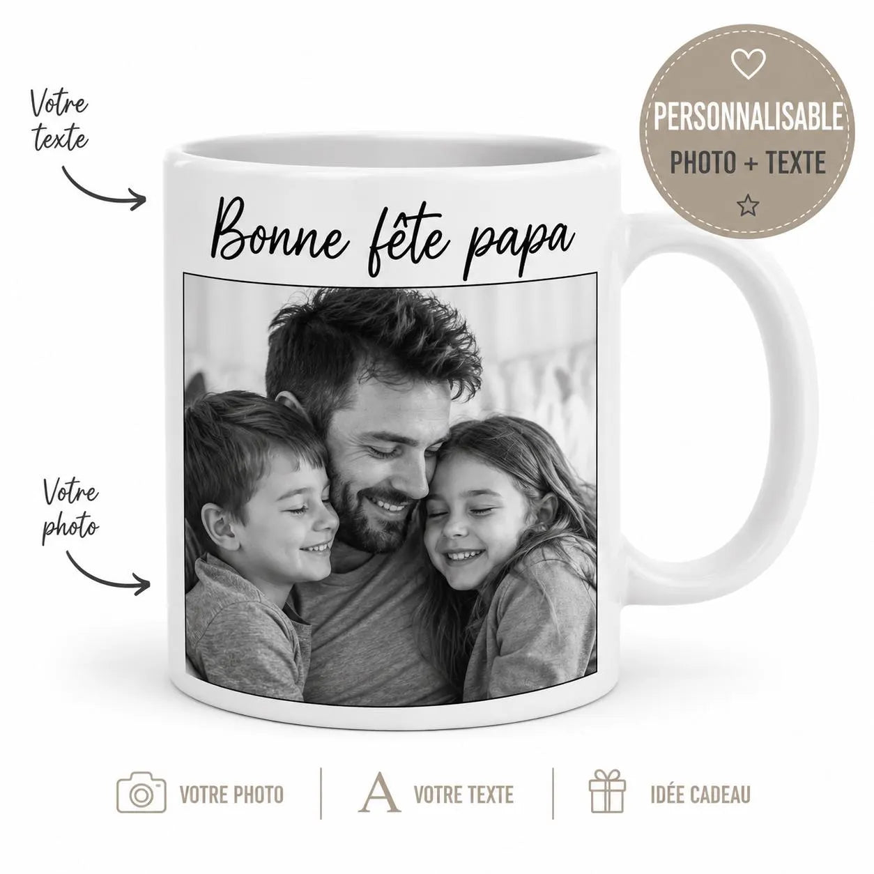 Mug Bonne Fête Papa Personnalisé avec Photo