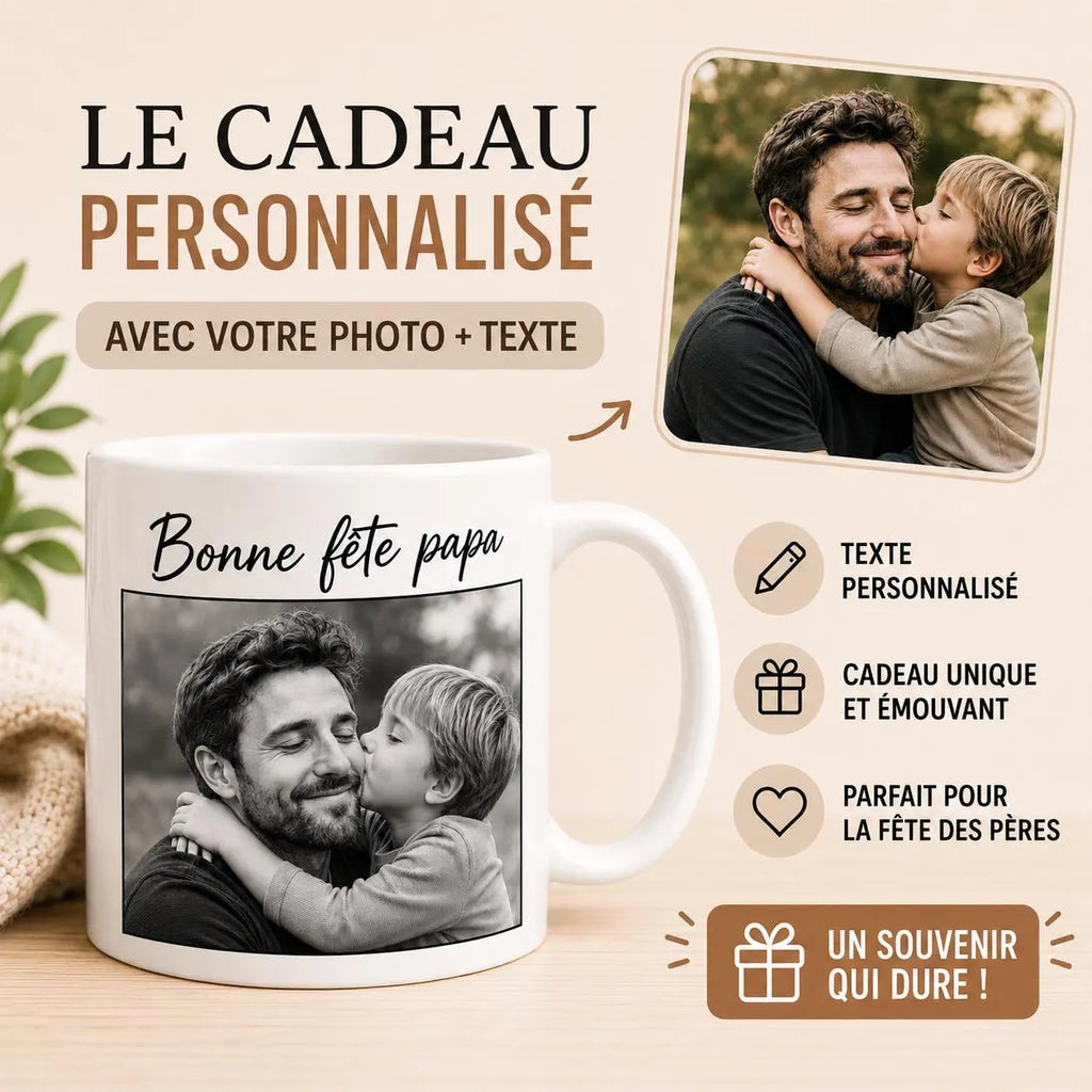 Mug Bonne Fête Papa Personnalisé avec Photo