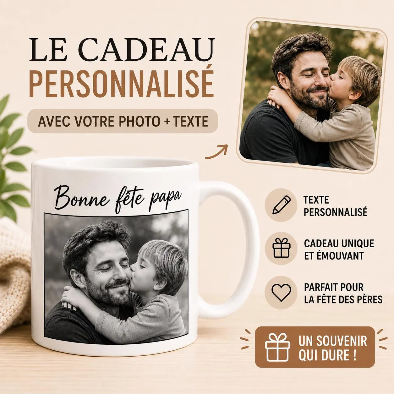 Mug Bonne Fête Papa Personnalisé avec Photo