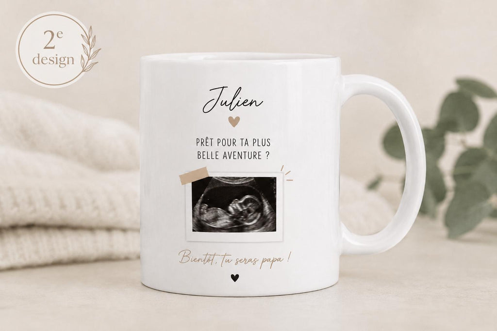 Cadeau Futur Papa Personnalisé, Annonce Grossesse Papa, Mug Photo Échographie, Tasse Bébé en Route, Idée Cadeau Fête des Pères