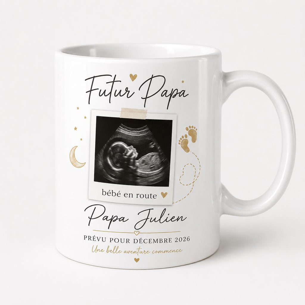 Cadeau Futur Papa Personnalisé, Annonce Grossesse Papa, Mug Photo Échographie, Tasse Bébé en Route, Idée Cadeau Fête des Pères