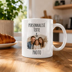 Mug Personnalisé Photo Prénom Texte, Cadeau Fête des Mères, Tasse Photo Famille, Mug Céramique Maman Papa, Cadeau Anniversaire