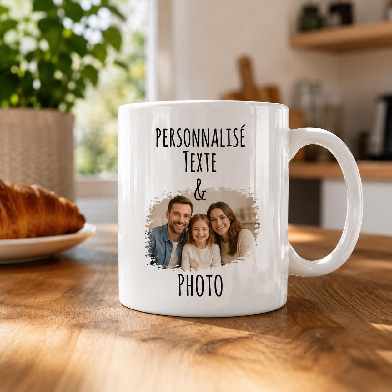 Mug Personnalisé Photo Prénom Texte, Cadeau Fête des Mères, Tasse Photo Famille, Mug Céramique Maman Papa, Cadeau Anniversaire