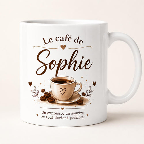 Tasse Expresso Personnalisée Prénom | Mug Café Personnalisé Céramique | Cadeau Amateur de Café Fait Main France | Cadeau Papa Original
