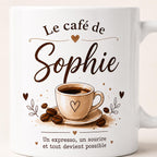 Tasse Expresso Personnalisée Prénom | Mug Café Personnalisé Céramique | Cadeau Amateur de Café Fait Main France | Cadeau Papa Original