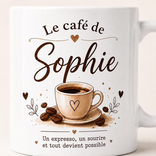 Tasse Expresso Personnalisée Prénom | Mug Café Personnalisé Céramique | Cadeau Amateur de Café Fait Main France | Cadeau Papa Original