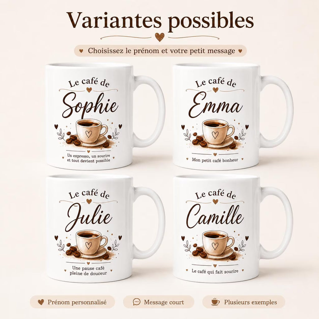 Mug Café Personnalisé avec Prénom – Tasse Expresso Cadeau Amateur de Café