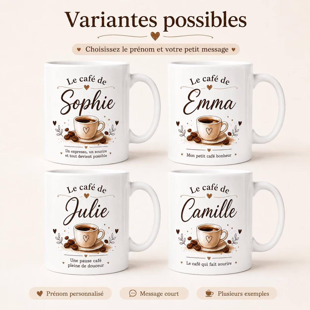 Mug Café Personnalisé avec Prénom – Tasse Expresso Cadeau Amateur de Café