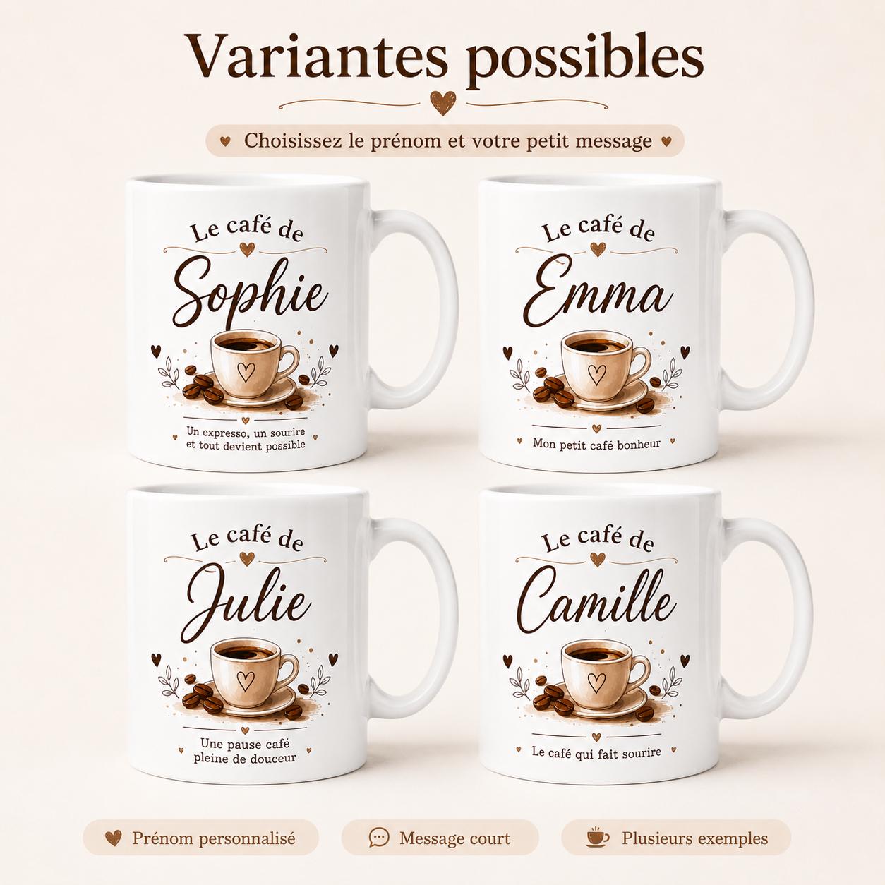 Tasse Expresso Personnalisée Prénom | Mug Café Personnalisé Céramique | Cadeau Amateur de Café Fait Main France | Cadeau Papa Original
