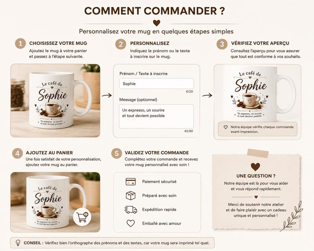 Mug Café Personnalisé avec Prénom – Tasse Expresso Cadeau Amateur de Café