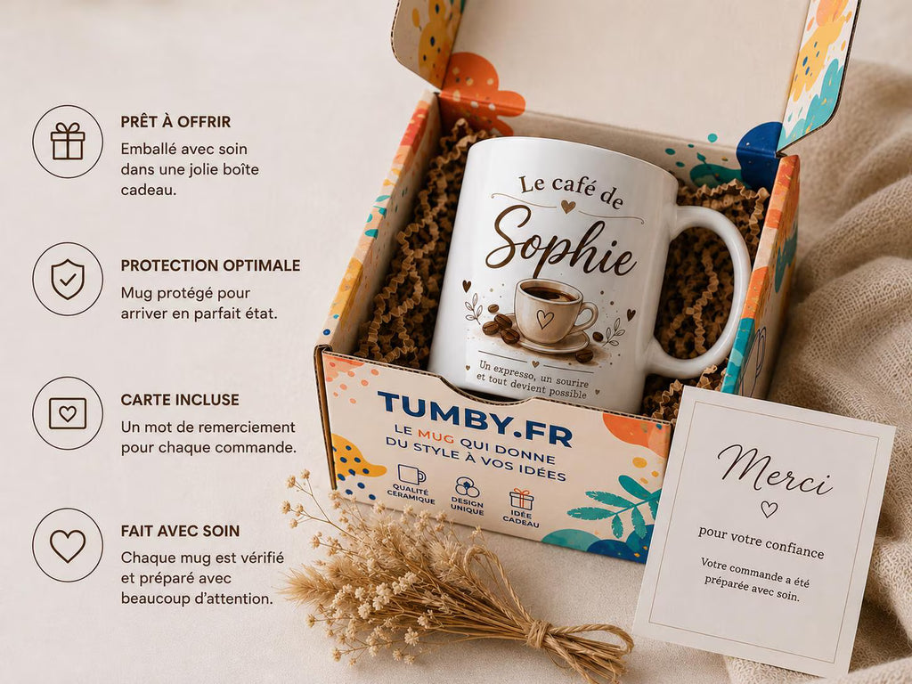 Mug Café Personnalisé avec Prénom – Tasse Expresso Cadeau Amateur de Café