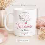 Tasse Marraine Personnalisée, Cadeau Marraine, Mug Marraine avec Prénom Date et Message, Tasse Céramique 325 ml, Idée Cadeau Baptême