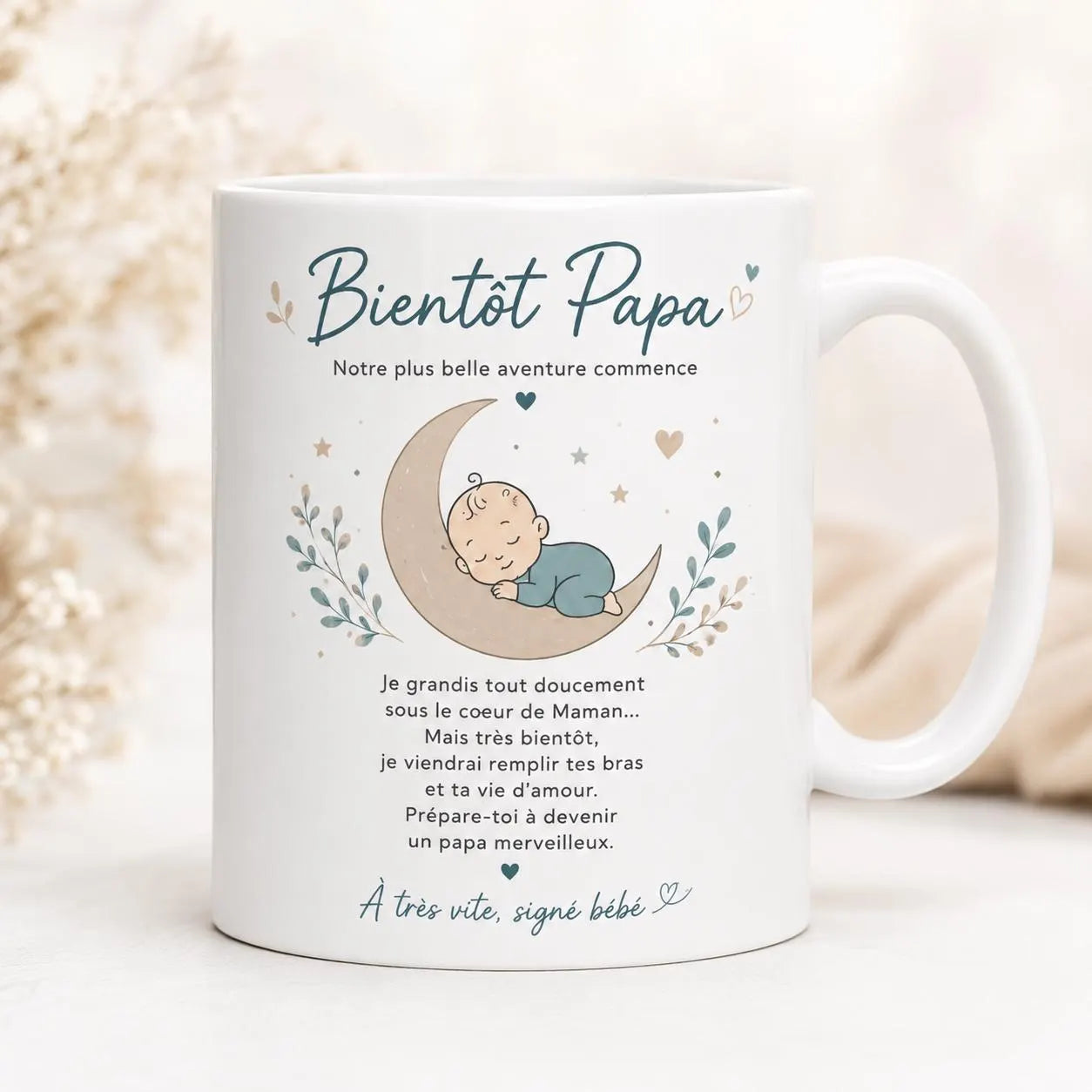 Mug Futur Papa Naissance – Cadeau Bientôt Papa avec Message Bébé