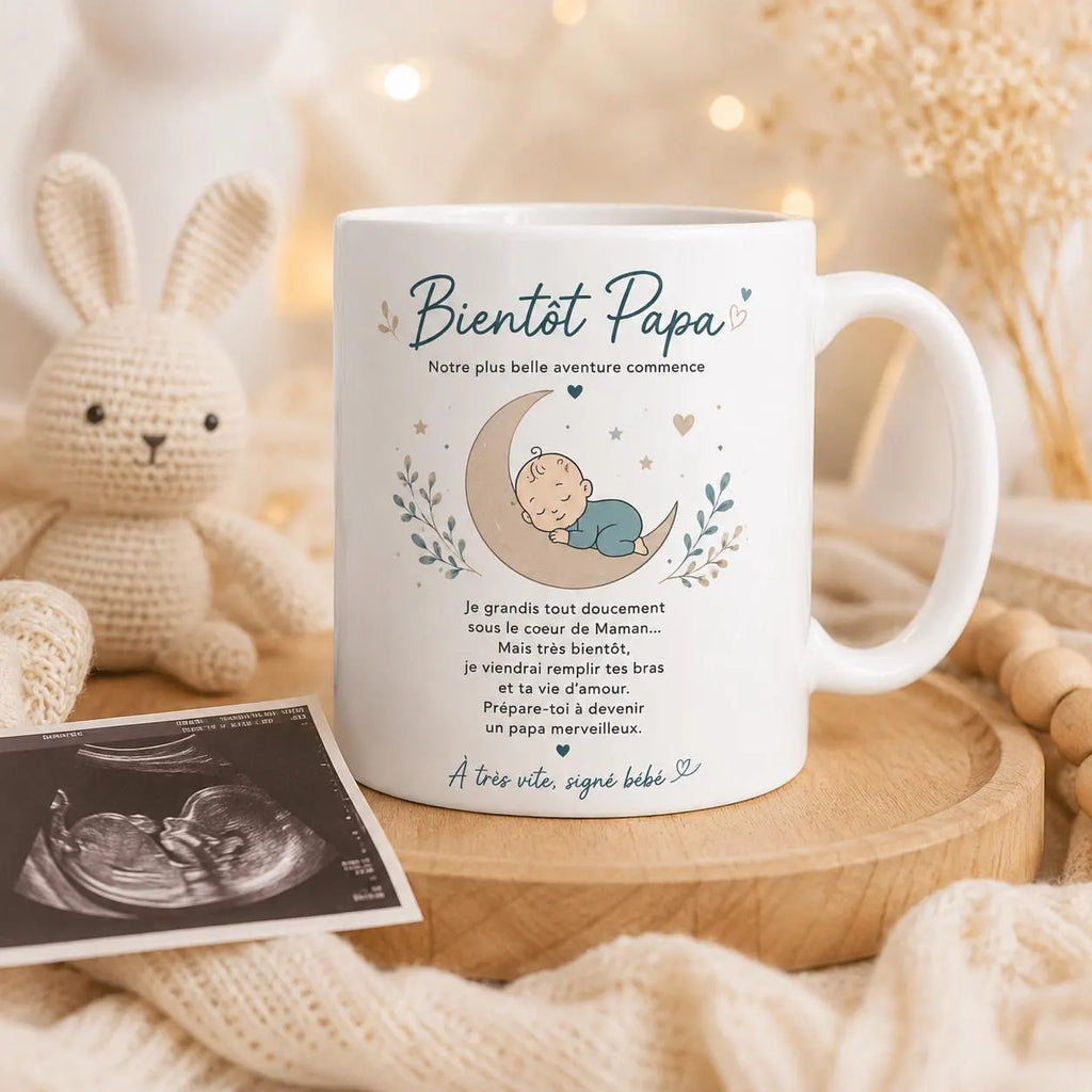 Mug Futur Papa Naissance – Cadeau Bientôt Papa avec Message Bébé
