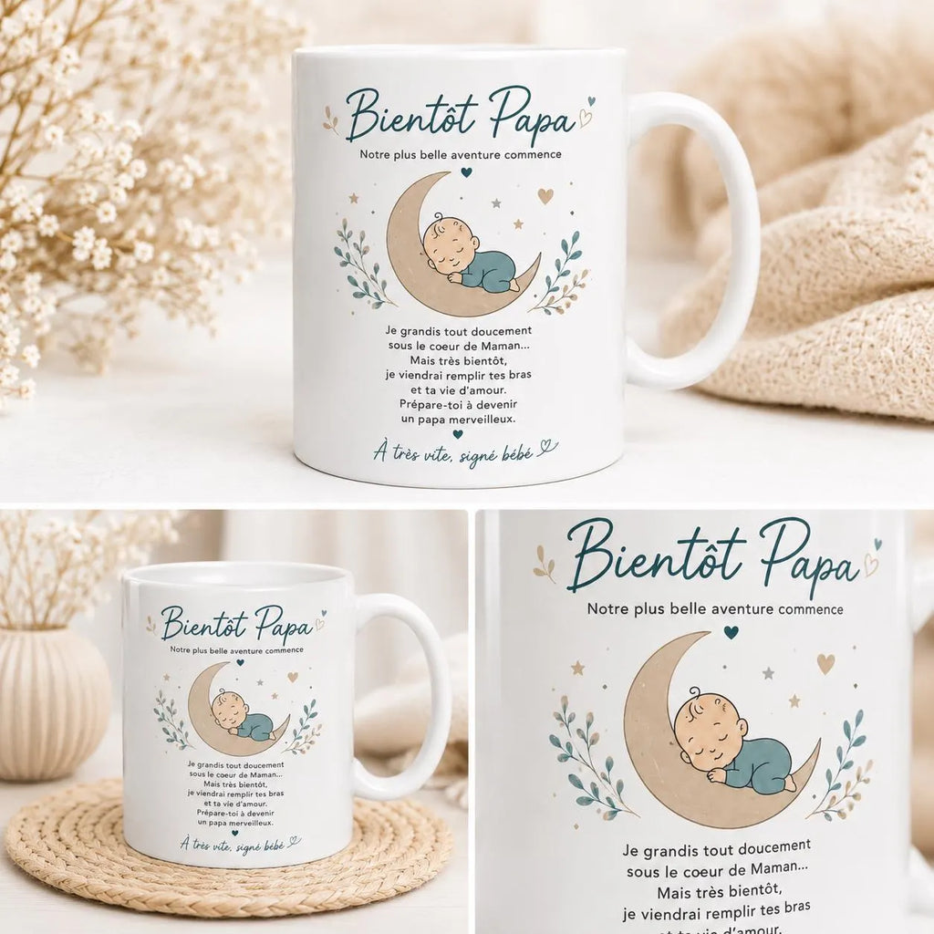 Mug Futur Papa Naissance – Cadeau Bientôt Papa avec Message Bébé