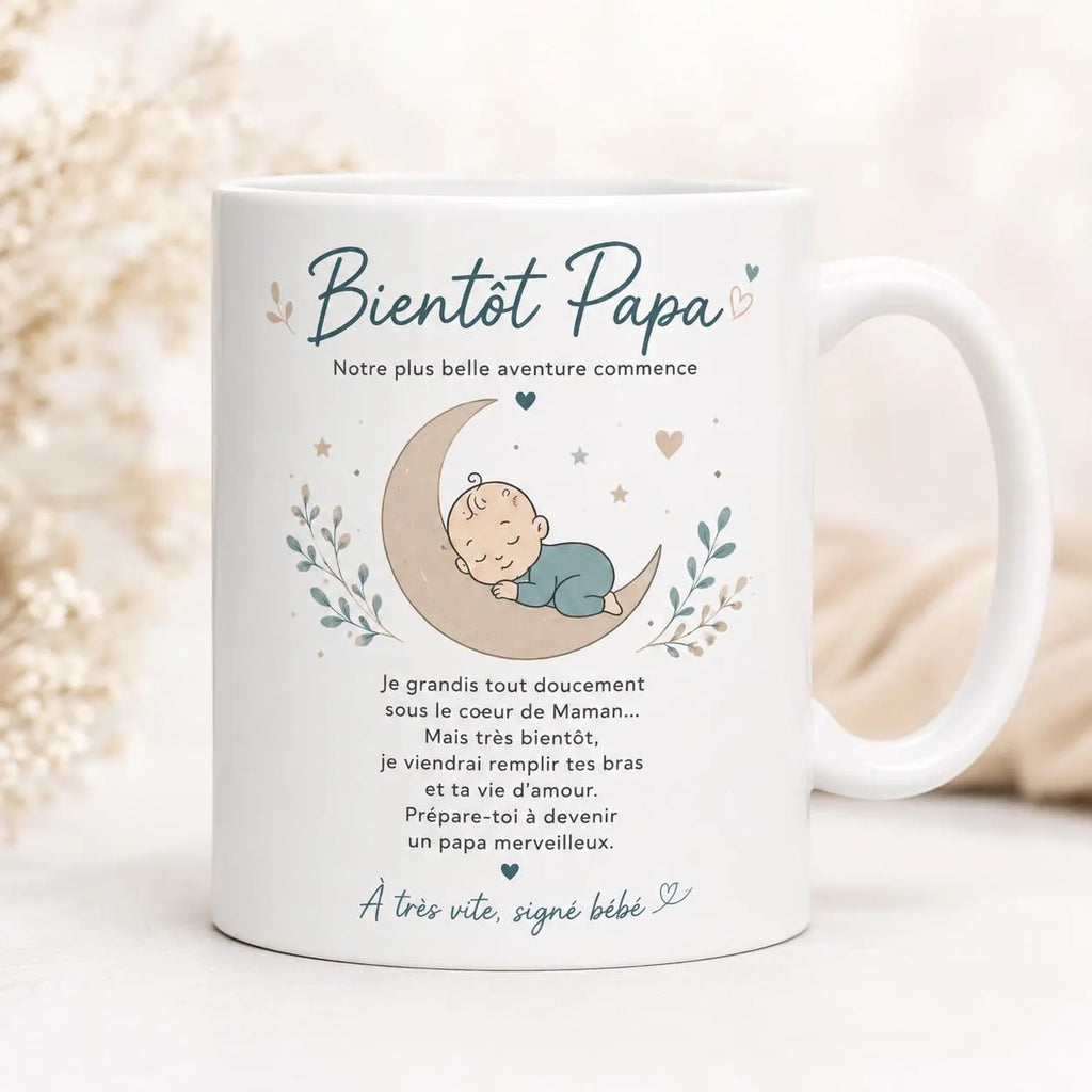 Mug Futur Papa Naissance – Cadeau Bientôt Papa avec Message Bébé